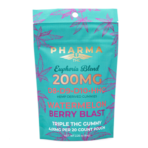 Alternative view of PharmaTHC Euphoria Blend Gummies – Watermelon Berry Blast (4000 mg Total Cannabinoids)